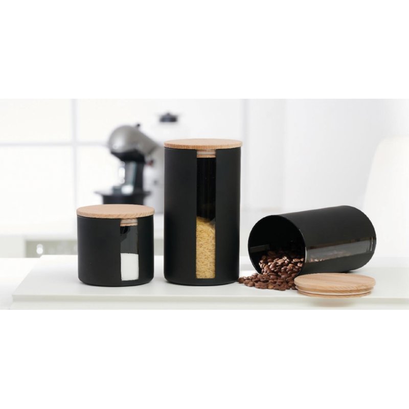Ritzenhoff & Breker pot de stockage JYTTE, verre noir, 0,6 litre, lot de 3